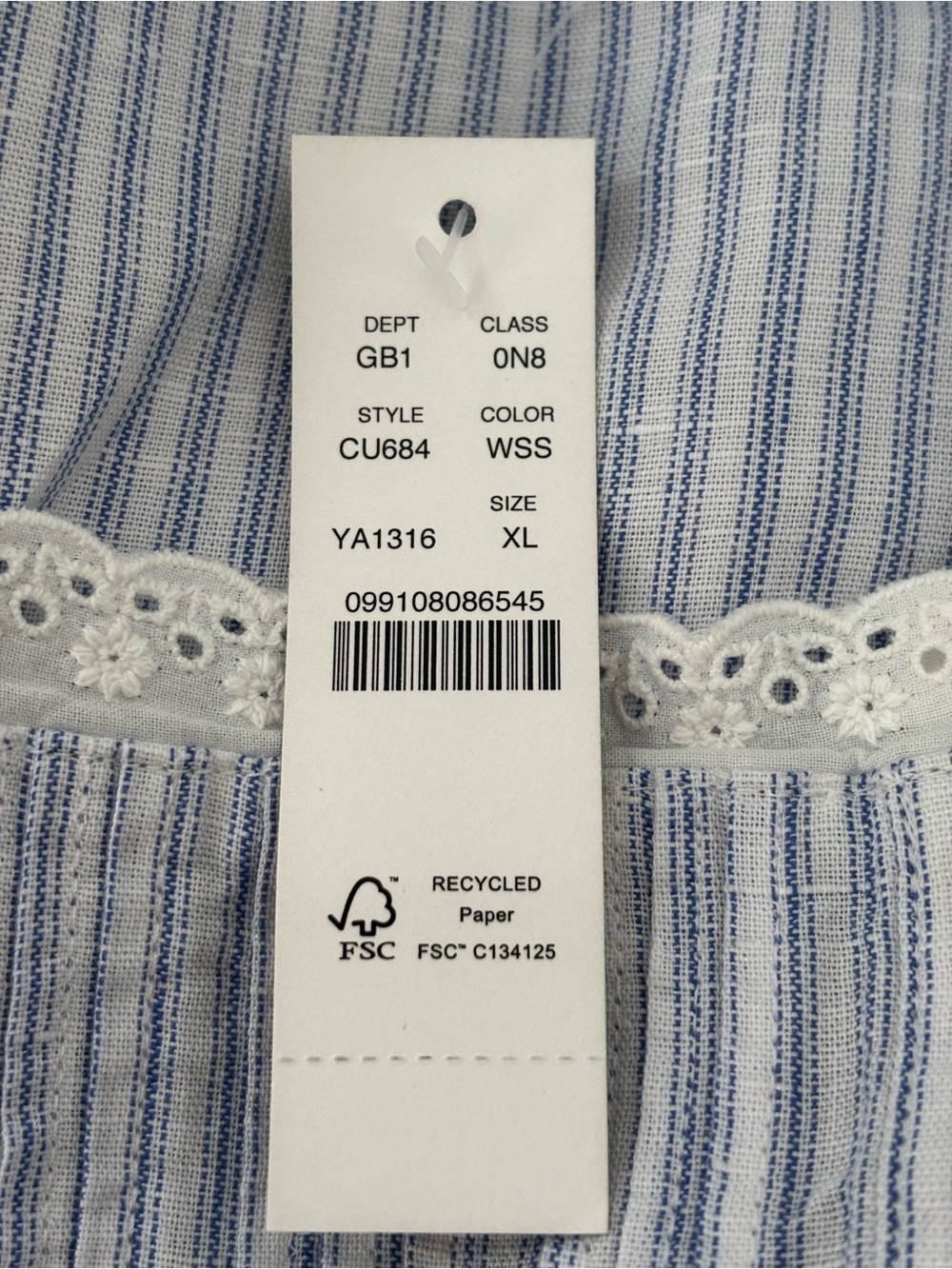 J.Crew Lace-Trim Camisole Pajama Short Set NWT Linen Blend Striped Blue White XL - Picture 9 of 10